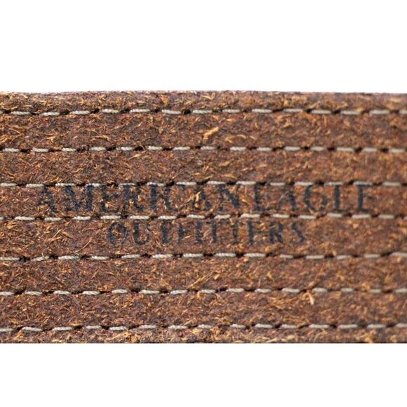 AEO BROWN GENUINE LEATHER 1.5"Wd STITCHED CASUAL WOMEN'S BELT Sz M (F93 - Picture 7 of 11